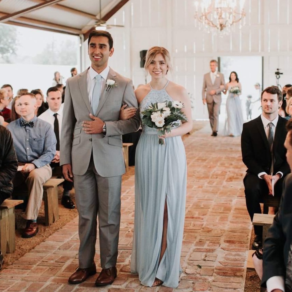 David’s Bridal Bridesmaid’s dress in ice blue